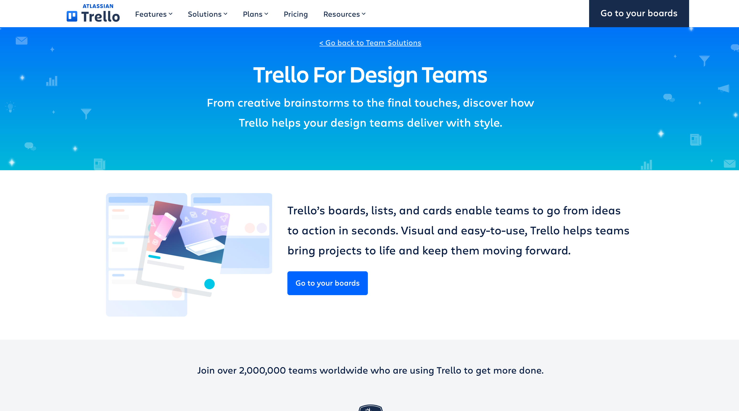 Trello for design teams homepage
